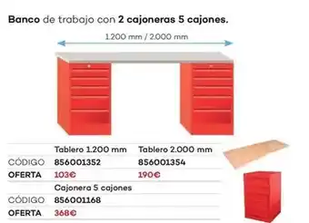 Ferri Banco de trabajo con 2 cajoneras 5 cajones oferta