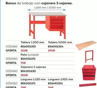 Ferri Banco de trabajo con cajonera 3 cajones oferta