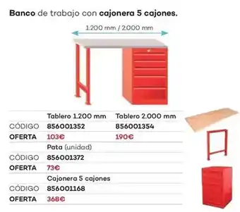 Ferri Banco de trabajo con cajonera 5 cajones oferta