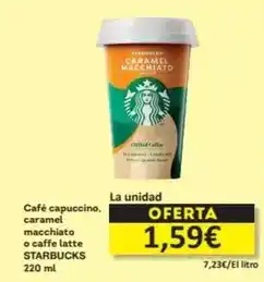 Economy Cash Starbucks - café capuccino caramel macchiato o caffe latte oferta