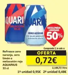 Economy Cash Aquarius - refresco zero naranja zero limon o melocoton rojo oferta