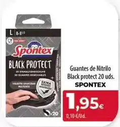 Spar Tenerife Spontex - guantes de nitrilo black protect 20 uds oferta