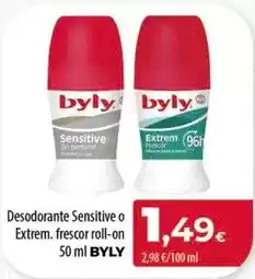 SPAR Lanzarote Byly - desodorante sensitive o extrem. frescor roll-on oferta