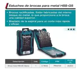 Ferri Makita - broca metal hss-cs oferta