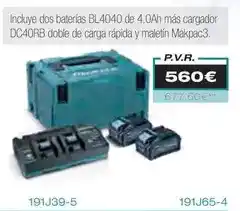 Ferri Incluye dos baterías wl4040 de 4,0ah mas cargador dc40rb doble de carga rapida y maletin oferta