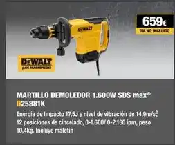 Ferri Dewalt - martillo demoledor 1.600w sds max d25881k oferta