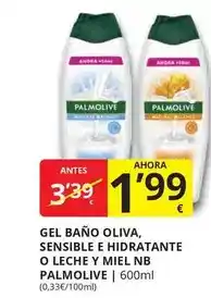 Supermercados MAS Palmolive - gel bano oliva, sensible e hidratante o leche y miel nb oferta