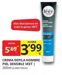 Supermercados MAS Veet - crema depila hombre piel sensible oferta