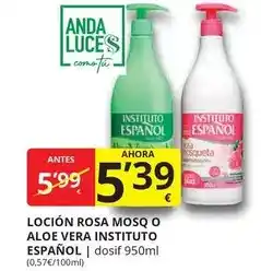 Supermercados MAS Instituto español - locion rosa mosq o aloe vera oferta
