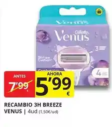 Supermercados MAS Gillette - recambio 3h breeze oferta