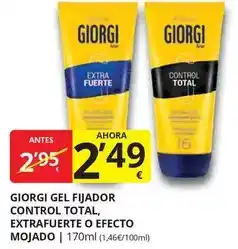 Supermercados MAS Giorgi - gel gel fijador control total, extrafuerte o efecto mojado oferta