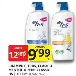 Supermercados MAS H&s - champu citrus, clasico mentol o 2en 1 classic oferta