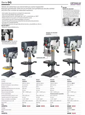 Ferri Serie dq/ taladro de sobremesa con transmision por correa trapezoidal oferta