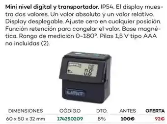 Ferri Mini nivel digital y transportador. ip54 oferta