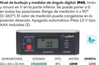 Ferri Nivel de burbuja y medidor de ángulo digital. ip65 oferta
