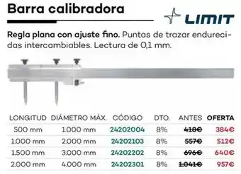 Ferri Barra calibradora oferta