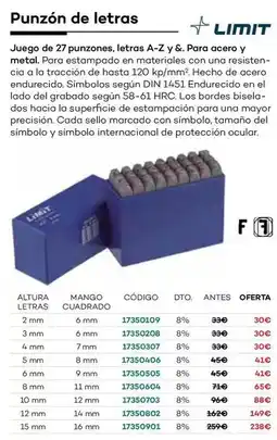Ferri Limit - punzón de letras oferta
