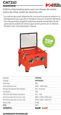 Ferri Cat210/ cabina chorreadora para usar con bases de cristal oferta