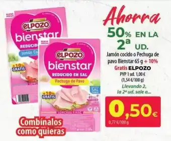 Spar La Palma Elpozo - jamon cocido o pechuga de pavo bienstar oferta