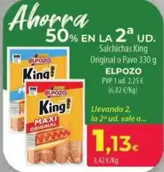 Spar La Palma Elpozo - salchichas king original o pavo oferta