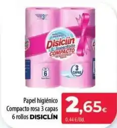 Spar La Palma Disiclin - papel higiénico compacto rosa 3 capas oferta