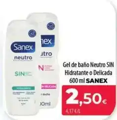 Spar La Palma Sanex - gel de bano neutro sin hidratante o delicada oferta