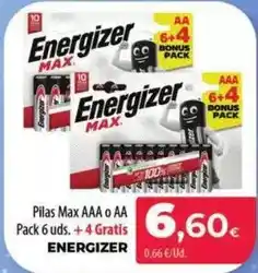 Spar La Palma Energizer - pilas max aaa o aa pack 6 uds oferta