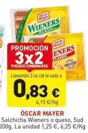 Hiperber Oscar mayer - salchicha wieners o queso oferta