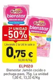 Hiperber Elpozo - bienestar jamon cocido o pechuga pavo oferta