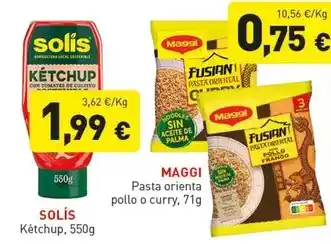Hiperber Solís - pasta oriental pollo o curry oferta