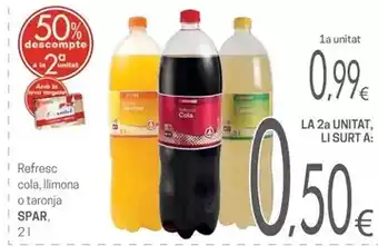 Valvi Supermercats Spar - refresc cola, limona o taronja oferta