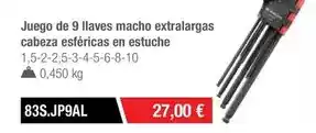 Ferri Juego de 9 llaves macho extralargas cabeza esféricas en estuche oferta