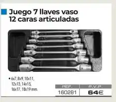 Ferri Juego 7 llaves vaso 12 caras articuladas oferta