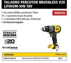 Ferri Stanley - taladro percutor brushless v20 lithium-ion 18v oferta