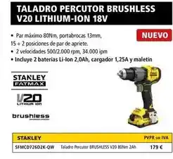 Ferri Stanley - taladro percutor brushless v20 lithium-ion 18v oferta