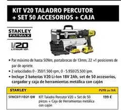 Ferri Stanley - kit v20 taladro percutor + set 50 accesorios + caja oferta