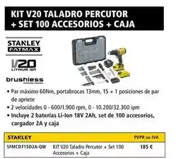 Ferri Stanley - kit v20 taladro percutor + set 100 accesorios + caja oferta