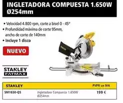 Ferri Stanley - ingletadora compuesta 1650w oferta