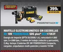 Ferri Martillo electroneumático sin escobillas xr 18v powerstack sds plus dch172e2t oferta