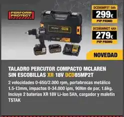 Ferri Dewalt - taladro percutor compacto mclaren sin escobillas xr 18v oferta