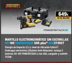 Ferri Martillo electroneumático sin escobillas xr 18v powerstack sds plus dch273h2t oferta