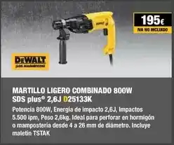 Ferri Dewalt - martillo ligero combinado 800w sds plus 2,6j d25133k oferta