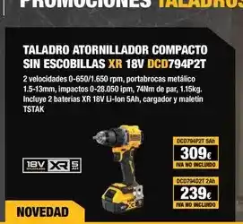 Ferri Dewalt - taladro atornillador compacto sin escobillas xr 18v oferta
