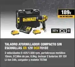 Ferri Dewalt - taladro atornillador compacto sin escobillas xr 12v oferta
