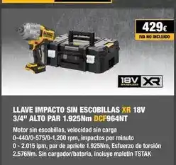 Ferri Dewalt - llave impacto sin escobillas xr 18v 3/4 alto par 1.925nm oferta