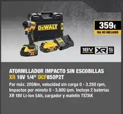 Ferri Dewalt - atornillador impacto sin escobillas xr 18v 1/4 oferta