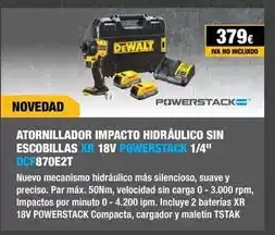 Ferri Dewalt - atornillador hdráulico sin escobillas xr 18v powerstack 1/4 oferta