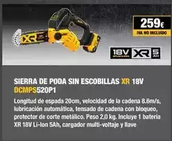 Ferri Dewalt - sierra de poda sin escobillas xr 18v dcmps520p1 oferta