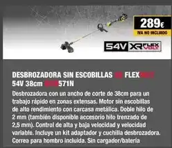 Ferri Dewalt - desbrozadora sin escobillas 54v 38cm 571n oferta