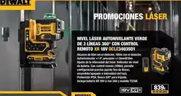 Ferri Dewalt - nivel láser autonivelante verde de 3 líneas 360° con control remoto xr 18v dcle34035d1 oferta